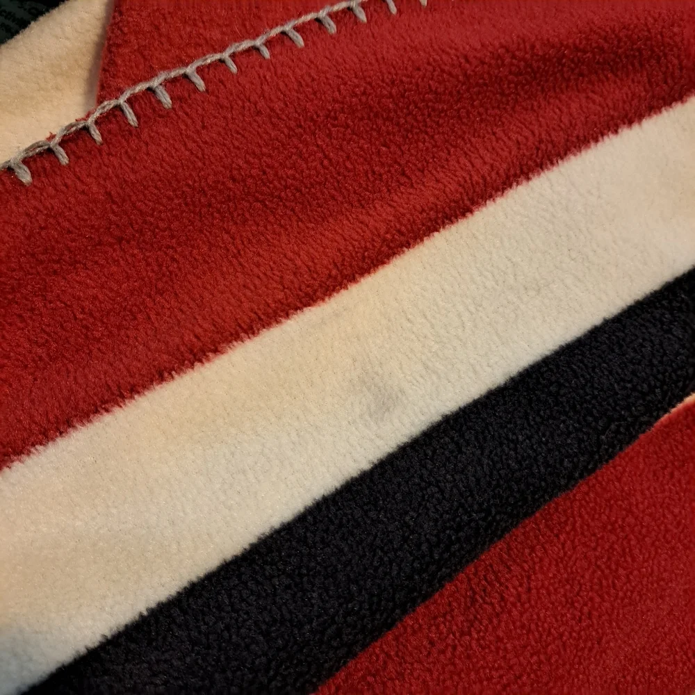 American Eagle Outfitters AEO Fleece Throw Lap Blanket Red White Blue 50X62 Cozy